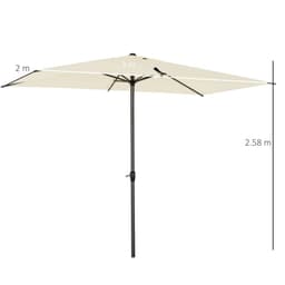image-2.58m Aluminium Garden Parasol Sun Umbrella Angled Canopy Beige