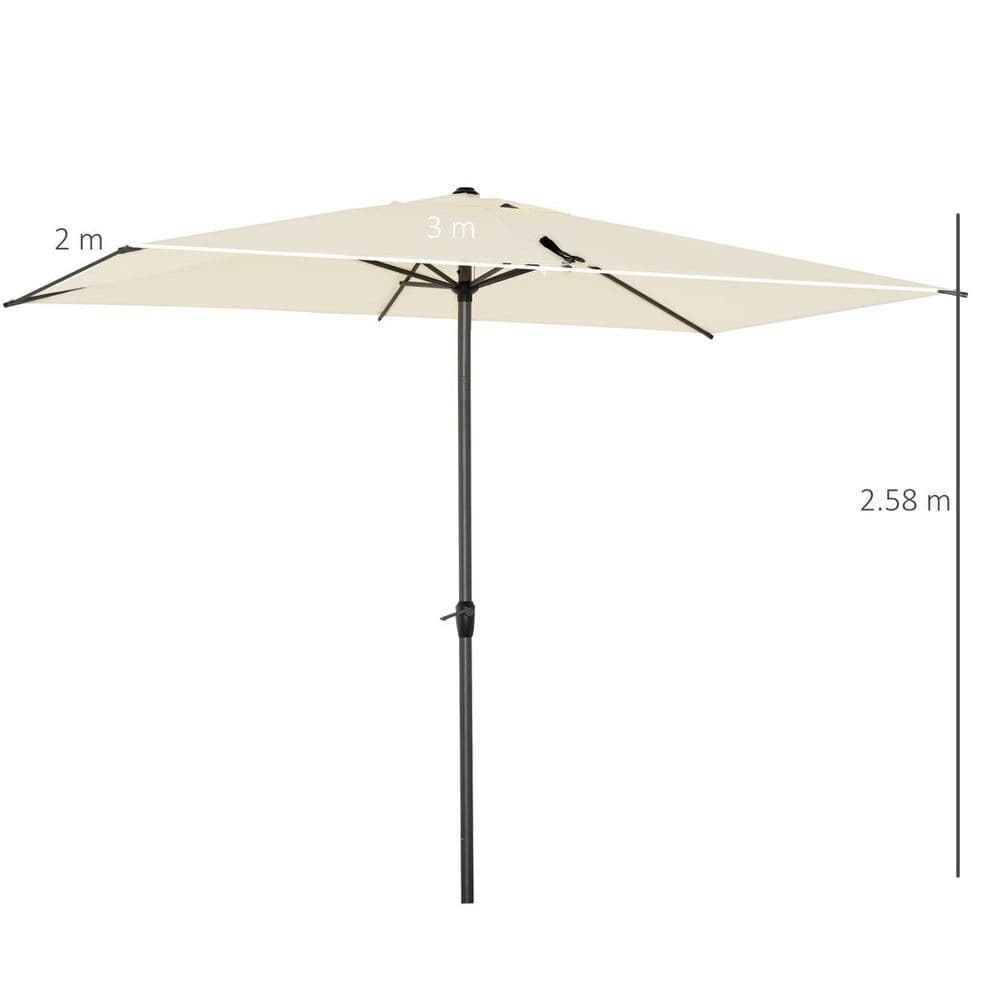 image-2.58m Aluminium Garden Parasol Sun Umbrella Angled Canopy Beige