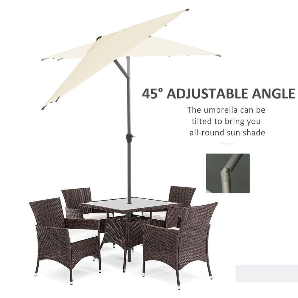image-2.58m Aluminium Garden Parasol Sun Umbrella Angled Canopy Beige