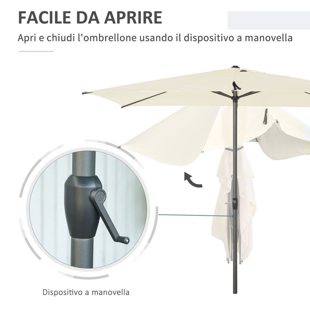 image-2.58m Aluminium Garden Parasol Sun Umbrella Angled Canopy Beige