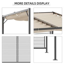 image-Metal Pergola Patio Sun Shelter Grape Tent Retractable Canopy UV Cut