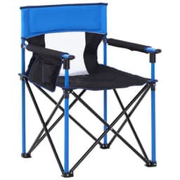 image-Outdoor Folding Fishing Camping Chair w/Cup Holder,Pocket,Backrest Blue