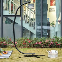 image-Hammock Chair Stand Only Heavy Duty Metal C-Stand Indoor or Outdoor