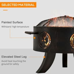image-Outsunny Outdoor Fire Pit Firebowl with Screen Cover & Poker For Patio Backyard
