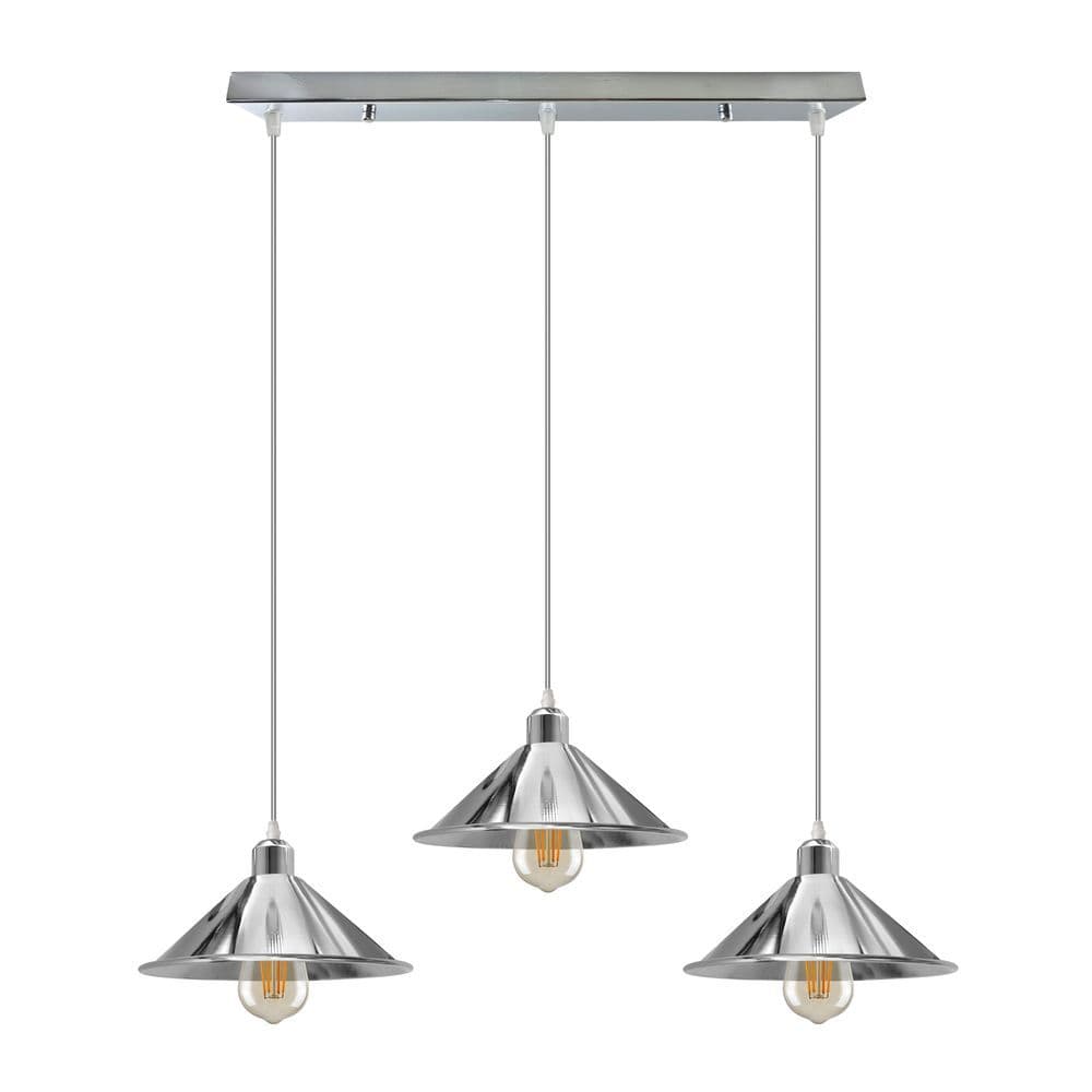 image-3 Head Rectangle Base Industrial Vintage Ceiling Pendant Light Shade Hanging Lamp