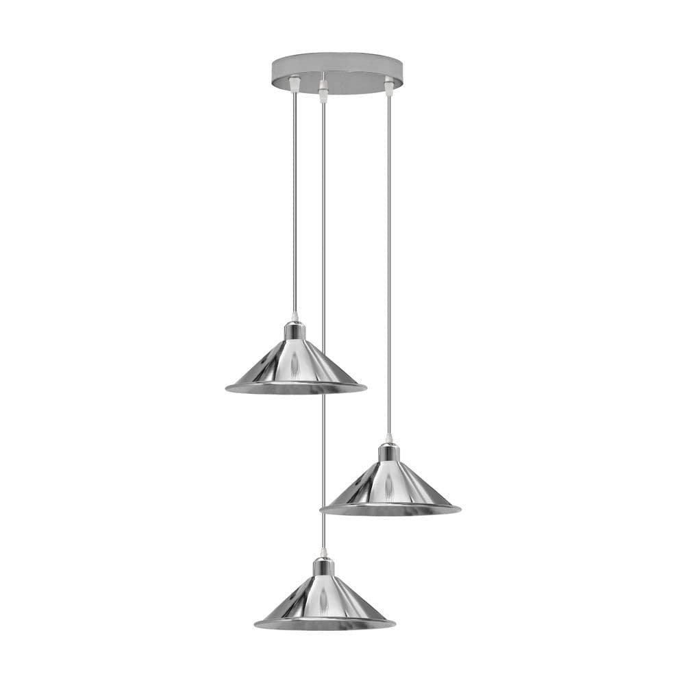 image-3 Head Round Base Industrial Vintage Ceiling Pendant Light Shade Hanging Lamp Lights