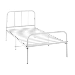 image-Extra Strong Single Metal Bed Frame with Rounded Head and Foot Board In White - Improved