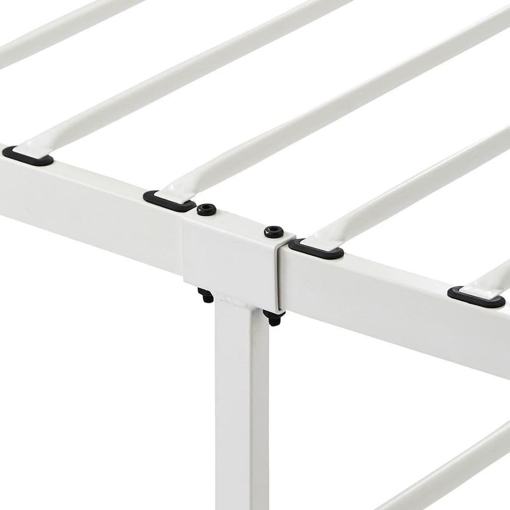 image-Extra Strong Single Metal Bed Frame with Rounded Head and Foot Board In White - Improved