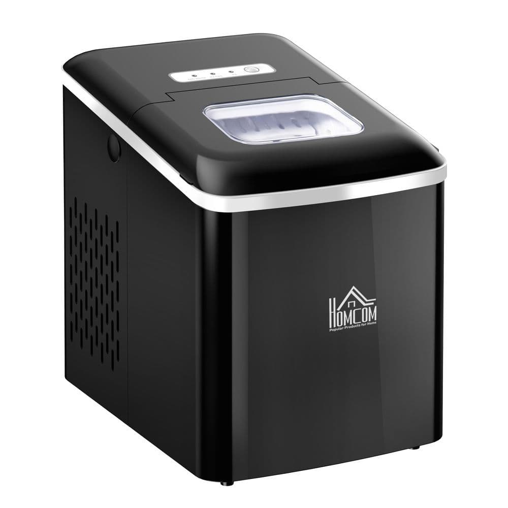 image-Ice Maker 12kg/24H Production with Scoop Basket for Home Office Black