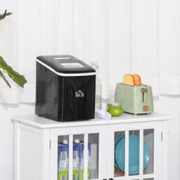 image-Ice Maker 12kg/24H Production with Scoop Basket for Home Office Black