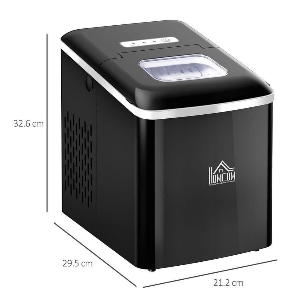 image-Ice Maker 12kg/24H Production with Scoop Basket for Home Office Black