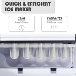 image-Ice Maker 12kg/24H Production with Scoop Basket for Home Office Black
