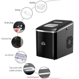 image-Ice Maker 12kg/24H Production with Scoop Basket for Home Office Black