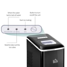 image-Ice Maker 12kg/24H Production with Scoop Basket for Home Office Black