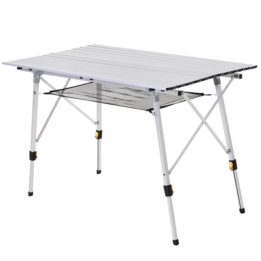image-Portable Roll-up Aluminium Folding Picnic Table Outdoor BBQ Party