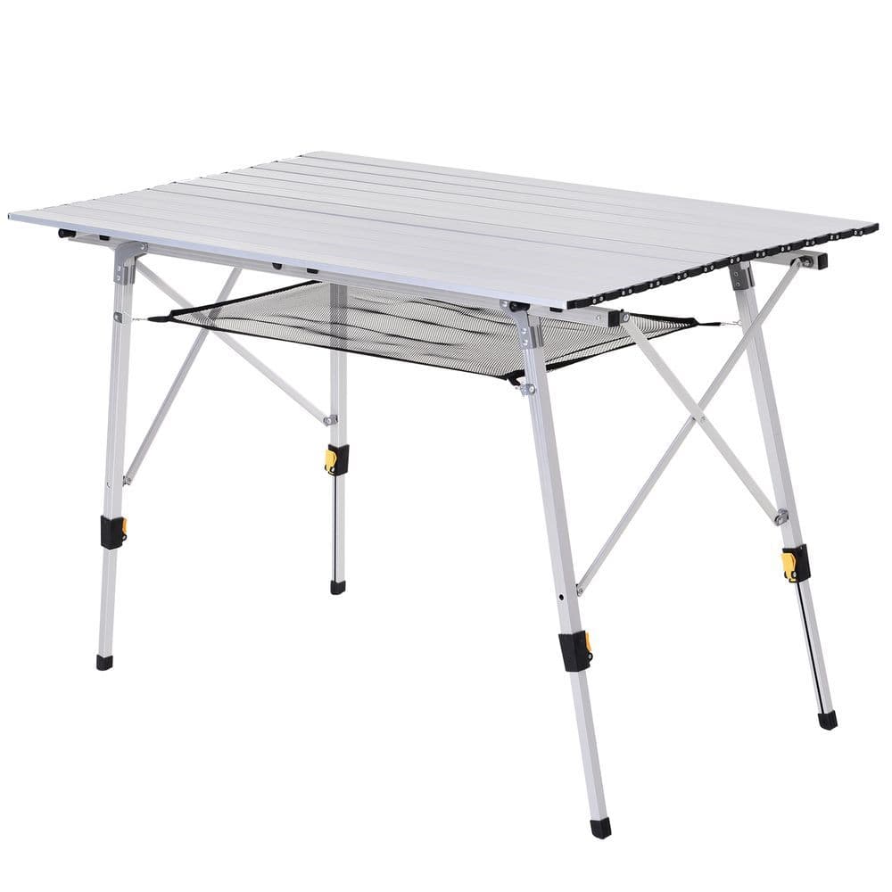 image-Portable Roll-up Aluminium Folding Picnic Table Outdoor BBQ Party