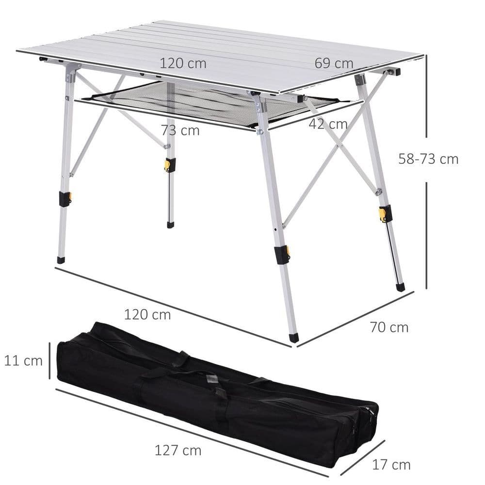 image-Portable Roll-up Aluminium Folding Picnic Table Outdoor BBQ Party