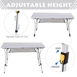 image-Portable Roll-up Aluminium Folding Picnic Table Outdoor BBQ Party