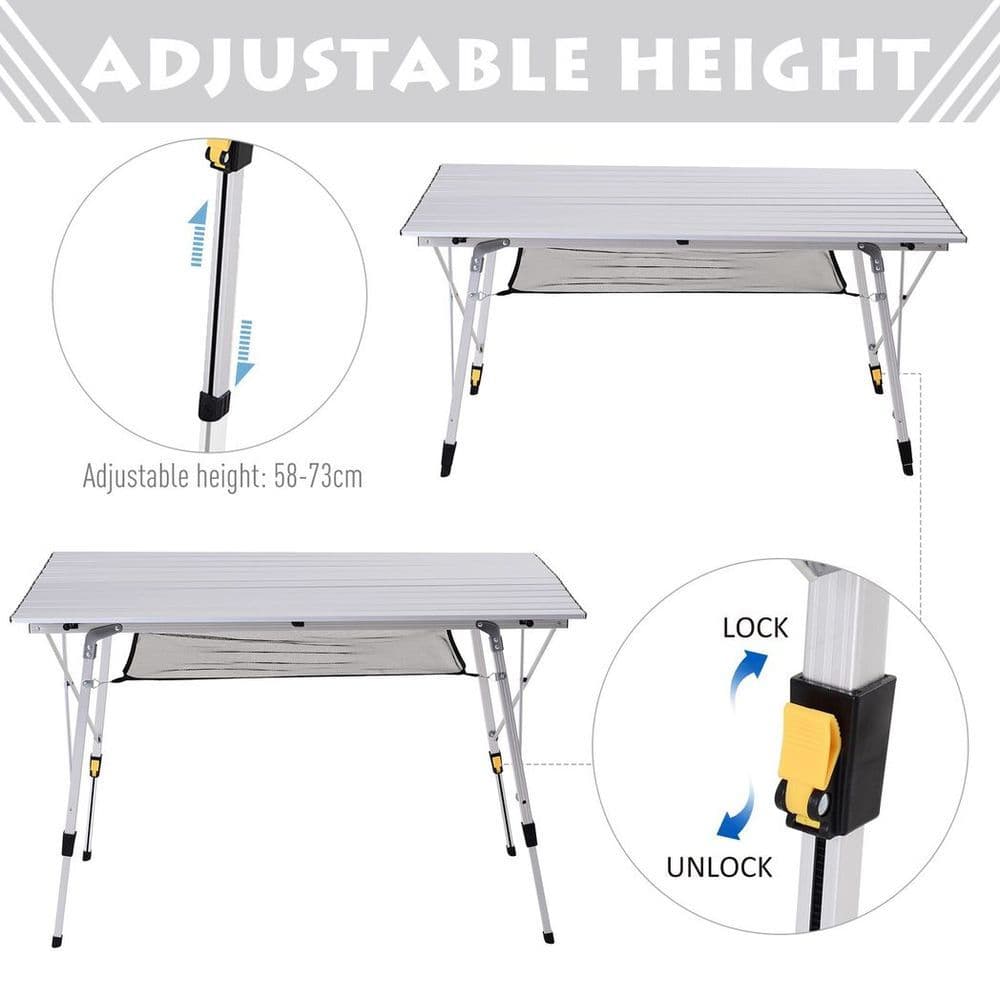 image-Portable Roll-up Aluminium Folding Picnic Table Outdoor BBQ Party