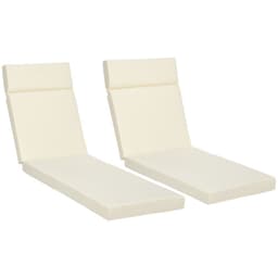 image-Set of 2 Lounger Cushions Deep Seat Patio Cushions with Ties White