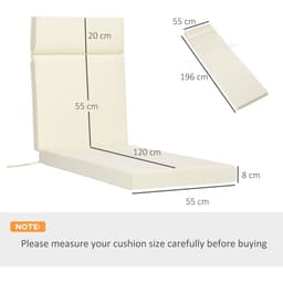 image-Set of 2 Lounger Cushions Deep Seat Patio Cushions with Ties White