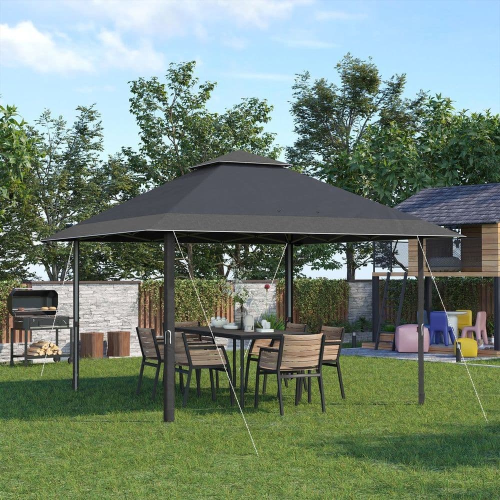 image-4 x 4m Outdoor Pop-Up Canopy Tent Gazebo Adjustable Legs Bag Grey
