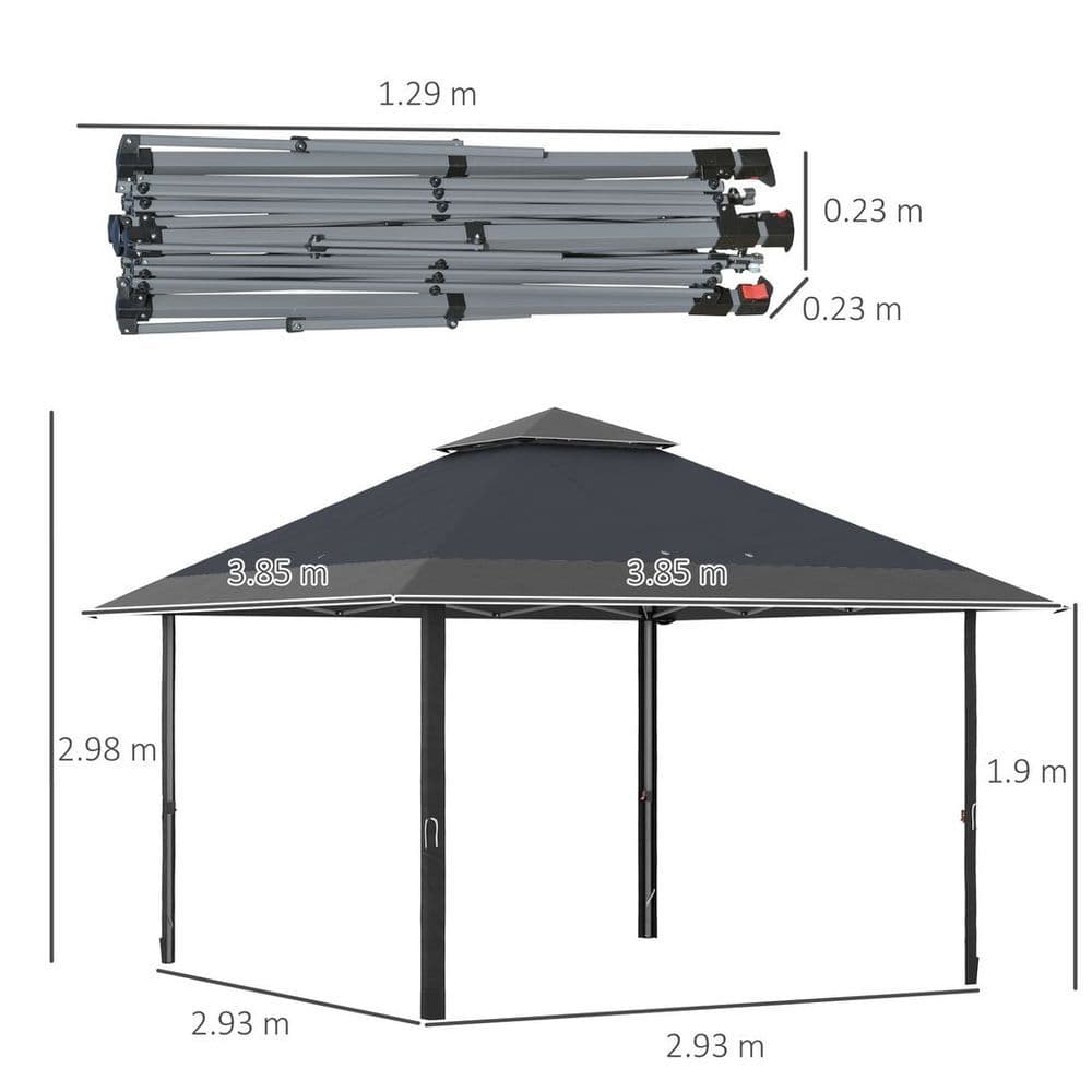 image-4 x 4m Outdoor Pop-Up Canopy Tent Gazebo Adjustable Legs Bag Grey