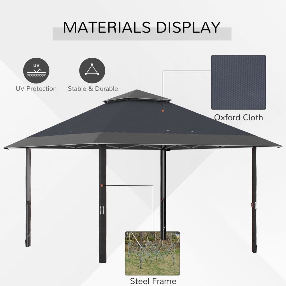 image-4 x 4m Outdoor Pop-Up Canopy Tent Gazebo Adjustable Legs Bag Grey