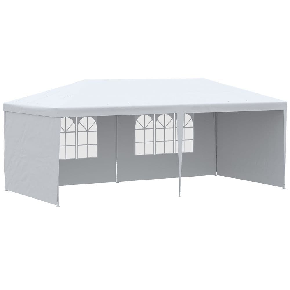 image-6m x 3m Garden Gazebo Marquee Canopy Party Tent Canopy Patio White