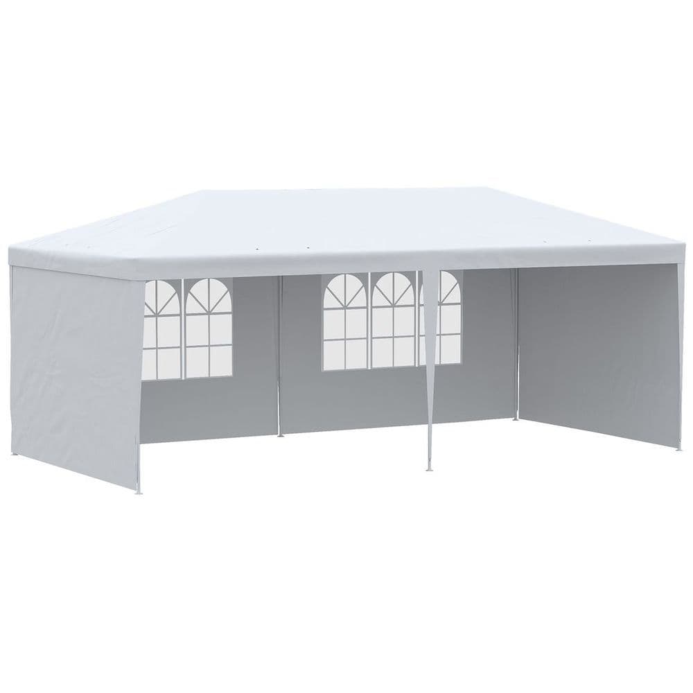 image-6m x 3m Garden Gazebo Marquee Canopy Party Tent Canopy Patio White