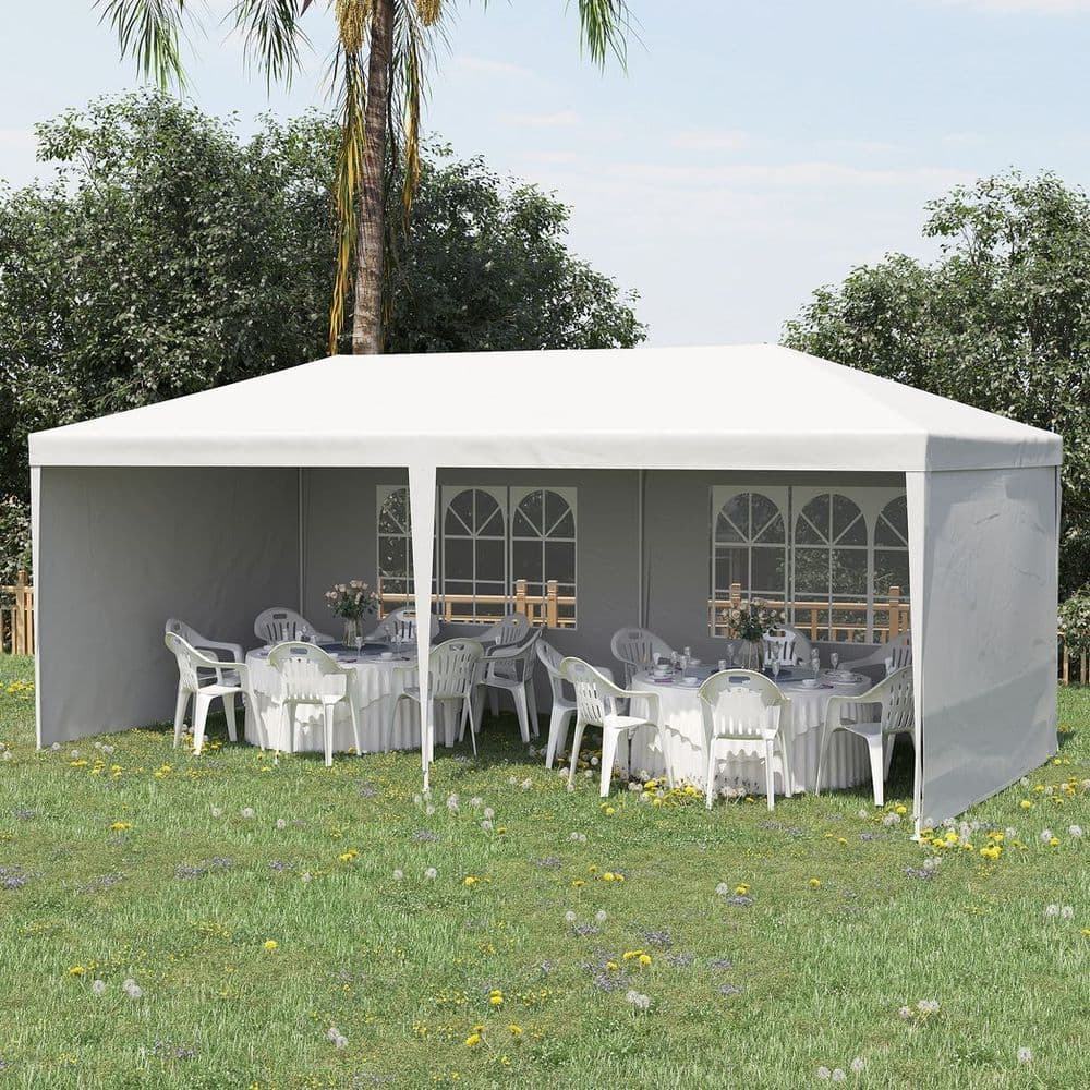 image-6m x 3m Garden Gazebo Marquee Canopy Party Tent Canopy Patio White