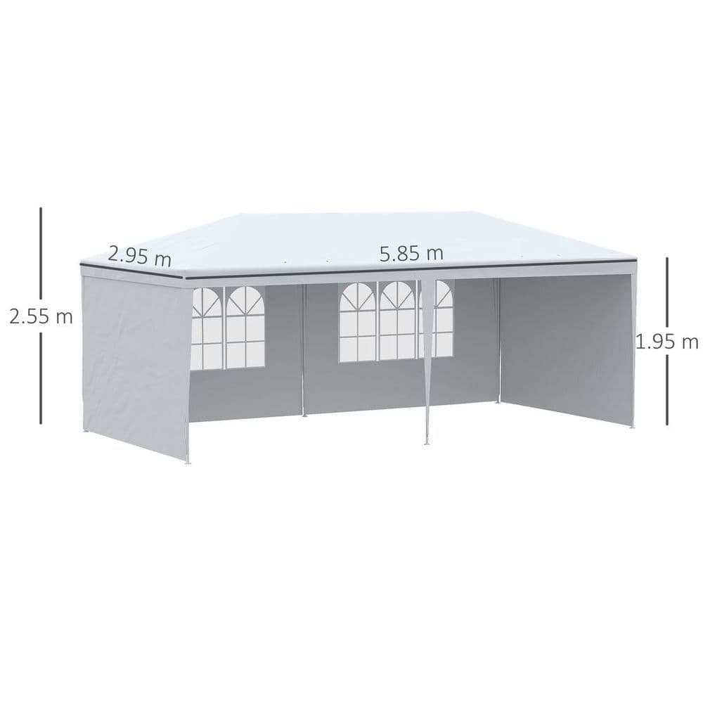 image-6m x 3m Garden Gazebo Marquee Canopy Party Tent Canopy Patio White
