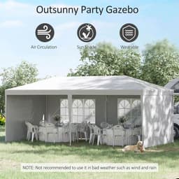 image-6m x 3m Garden Gazebo Marquee Canopy Party Tent Canopy Patio White