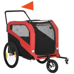 image-2 in 1 Dog Bike Trailer Pet Stroller for Large Dogs W/ Hitch - Red