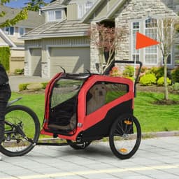image-2 in 1 Dog Bike Trailer Pet Stroller for Large Dogs W/ Hitch - Red