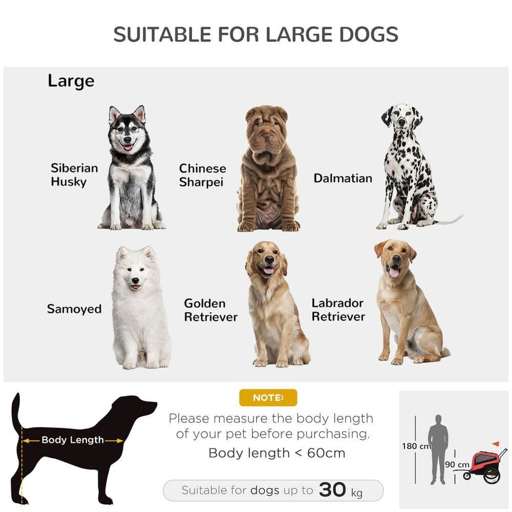 image-2 in 1 Dog Bike Trailer Pet Stroller for Large Dogs W/ Hitch - Red