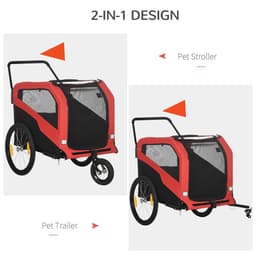 image-2 in 1 Dog Bike Trailer Pet Stroller for Large Dogs W/ Hitch - Red