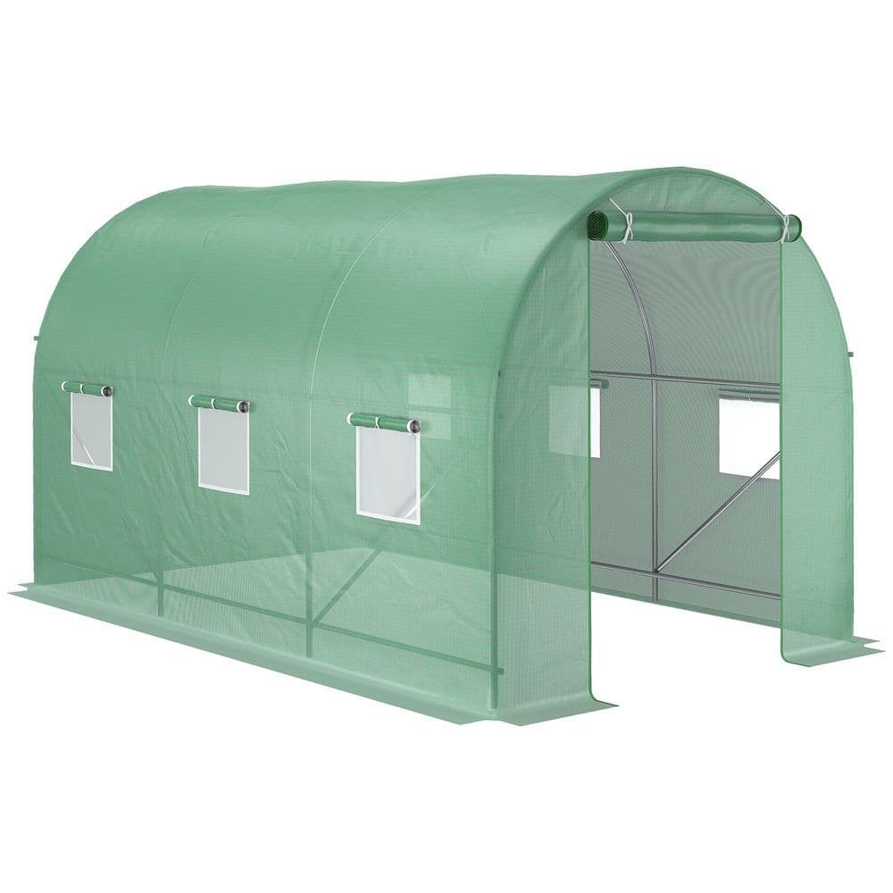 image-3.5 x 3 x 2 m Polytunnel Greenhouse Polytunnel Tent w/ PE Cover Green