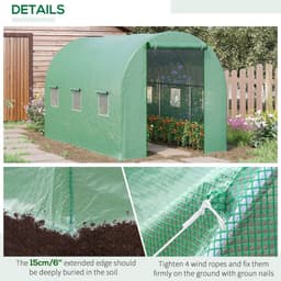 image-3.5 x 3 x 2 m Polytunnel Greenhouse Polytunnel Tent w/ PE Cover Green