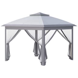 image-Pop Up Gazebo Height Adjustable Canopy Tent w/ Carrying Bag, Grey