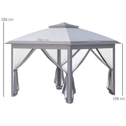 image-Pop Up Gazebo Height Adjustable Canopy Tent w/ Carrying Bag, Grey