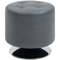 image-360 Swivel Foot Stool PU Ottoman w/ Thick Padding & Steel Base, Grey