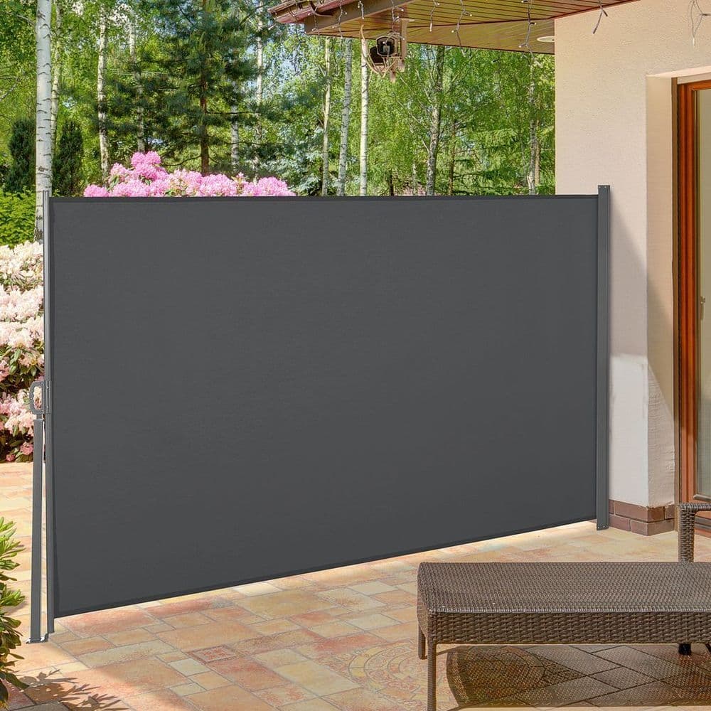 image-3x1.6M Retractable Side Awning Screen Fence Patio Privacy Divider Grey