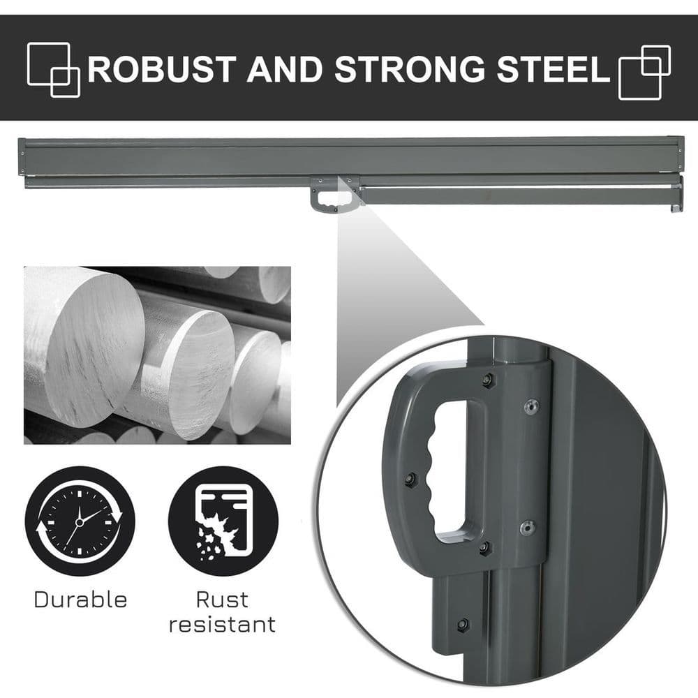 image-3x1.6M Retractable Side Awning Screen Fence Patio Privacy Divider Grey