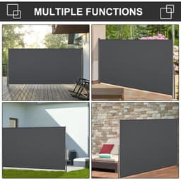 image-3x1.6M Retractable Side Awning Screen Fence Patio Privacy Divider Grey
