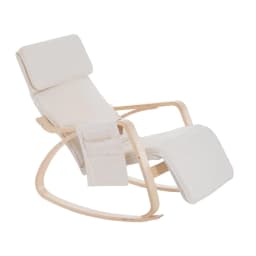 image-Rocking Chair Recliner Armchair with Adjustable Footrest, Cream White