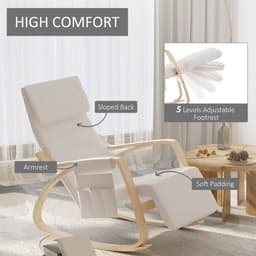 image-Rocking Chair Recliner Armchair with Adjustable Footrest, Cream White