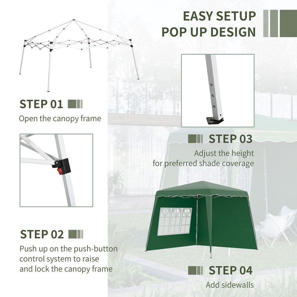 image-2.4 x 2.4m UV50+ Pop Up Gazebo Canopy Tent with Carry Bag, Green
