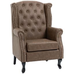 image-Chesterfield-style Wing Back Armchair Tufted Accent Chair Brown