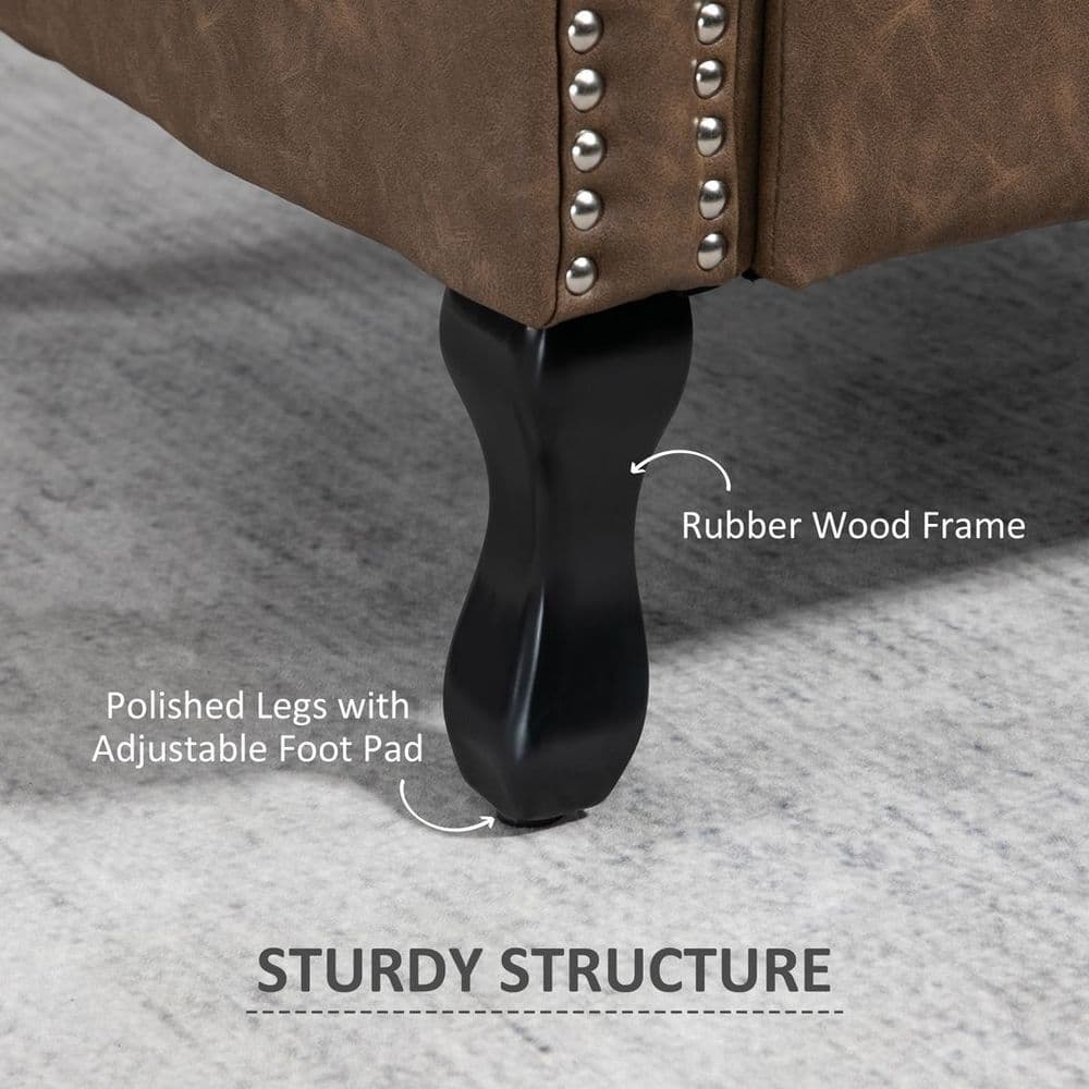 image-Chesterfield-style Wing Back Armchair Tufted Accent Chair Brown